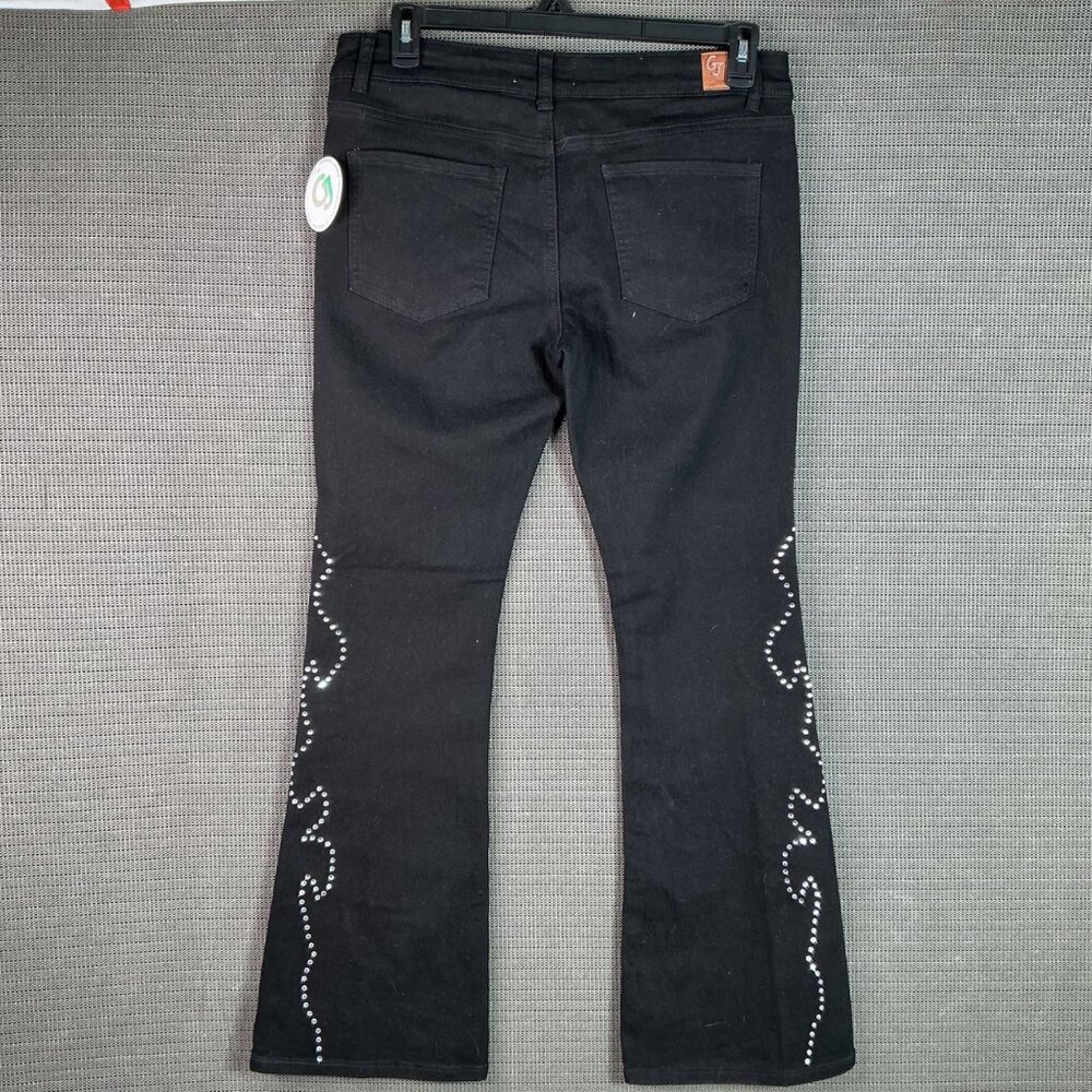 Gogo Jeans Womens Size 13/31 Black Bootcut Rhinestone-Embellished Denim Jeans - Picture 2 of 10